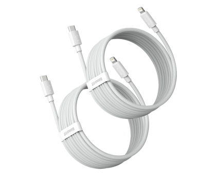 Kabel Baseus Kabel Simple Wisdom Lightning / USB-C 20W 1.5 m 2 szt. biały